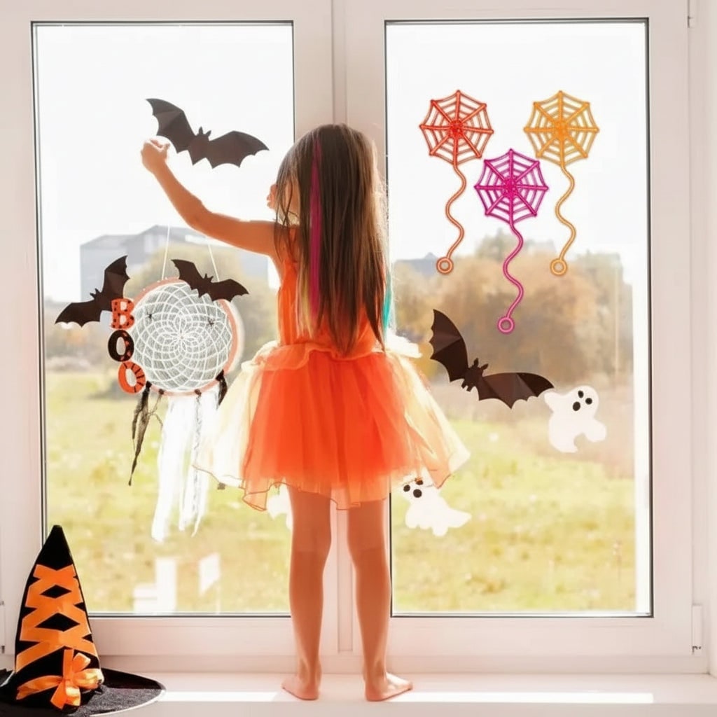 Halloween Sticky Toys Wall Crawler Spider Web Stretchy Spiderweb for Party Decoration