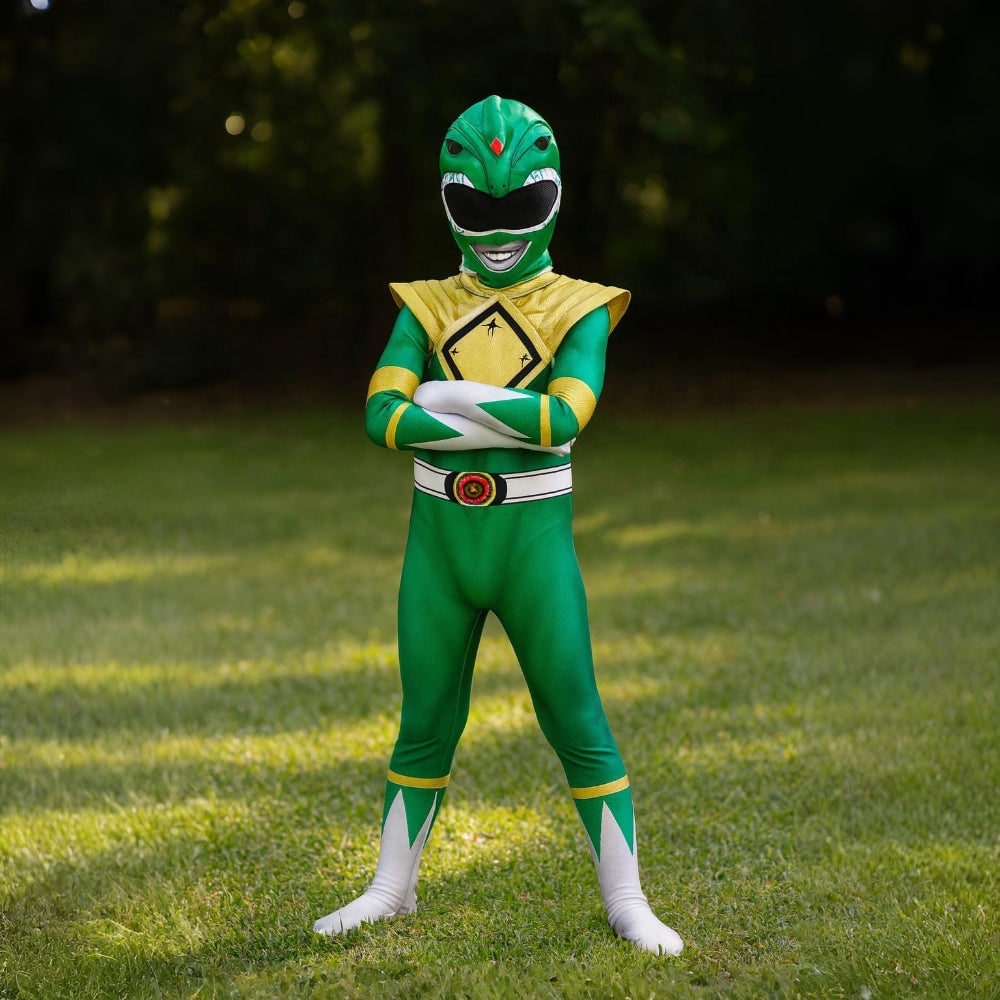 Halloween Superhero Park Ranger Costume Jumpsuit with Mask and Gloves for Dress Up Party