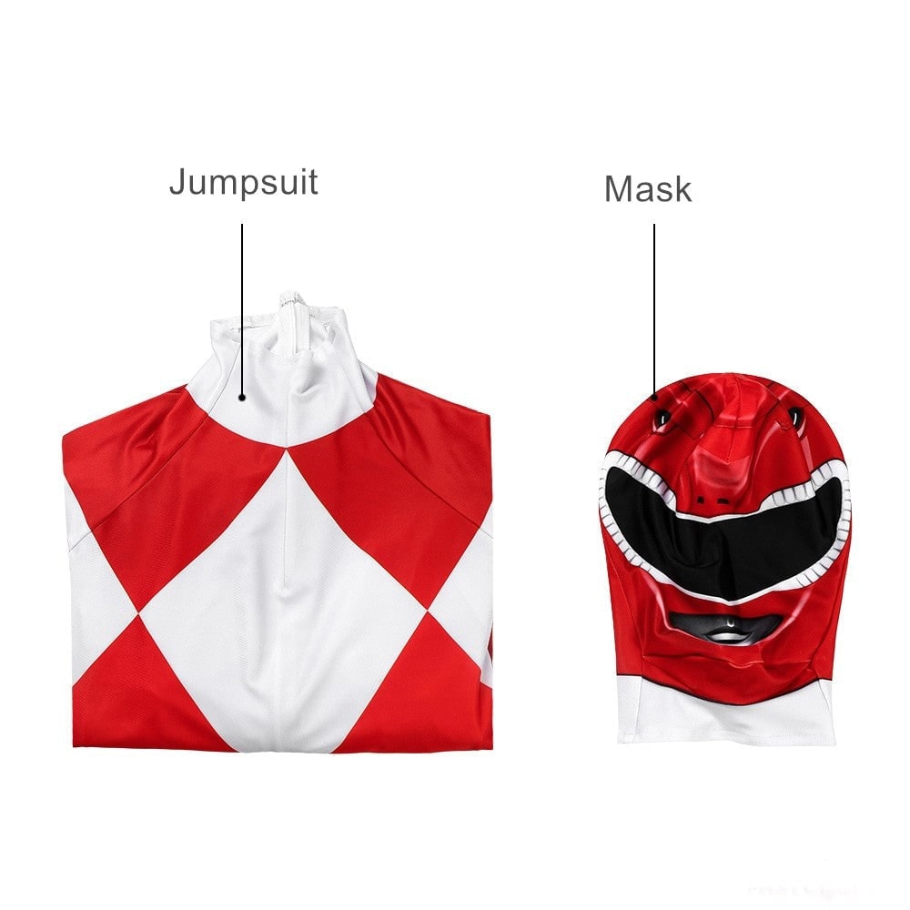 Halloween Superhero Park Ranger Costume Jumpsuit with Mask and Gloves for Dress Up Party