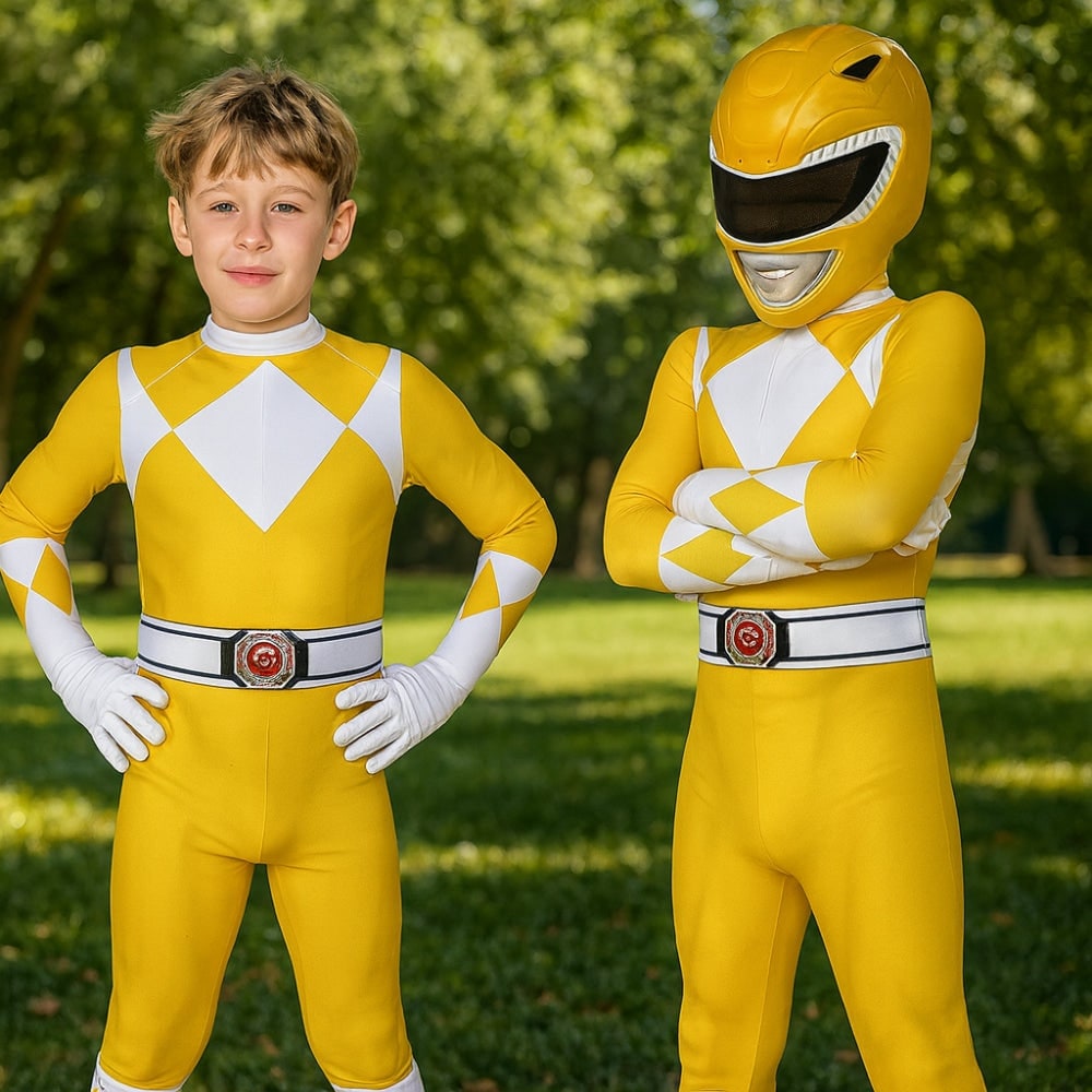 Halloween Superhero Park Ranger Costume Jumpsuit with Mask and Gloves for Dress Up Party