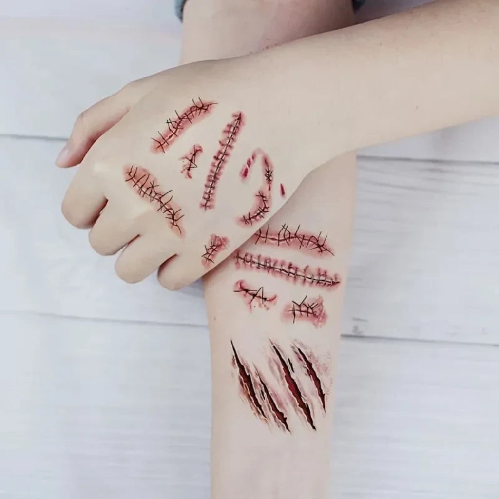 Halloween Temporary Tattoos with Realistic Wound and Scar Effects Waterproof Custom Personal Sheets