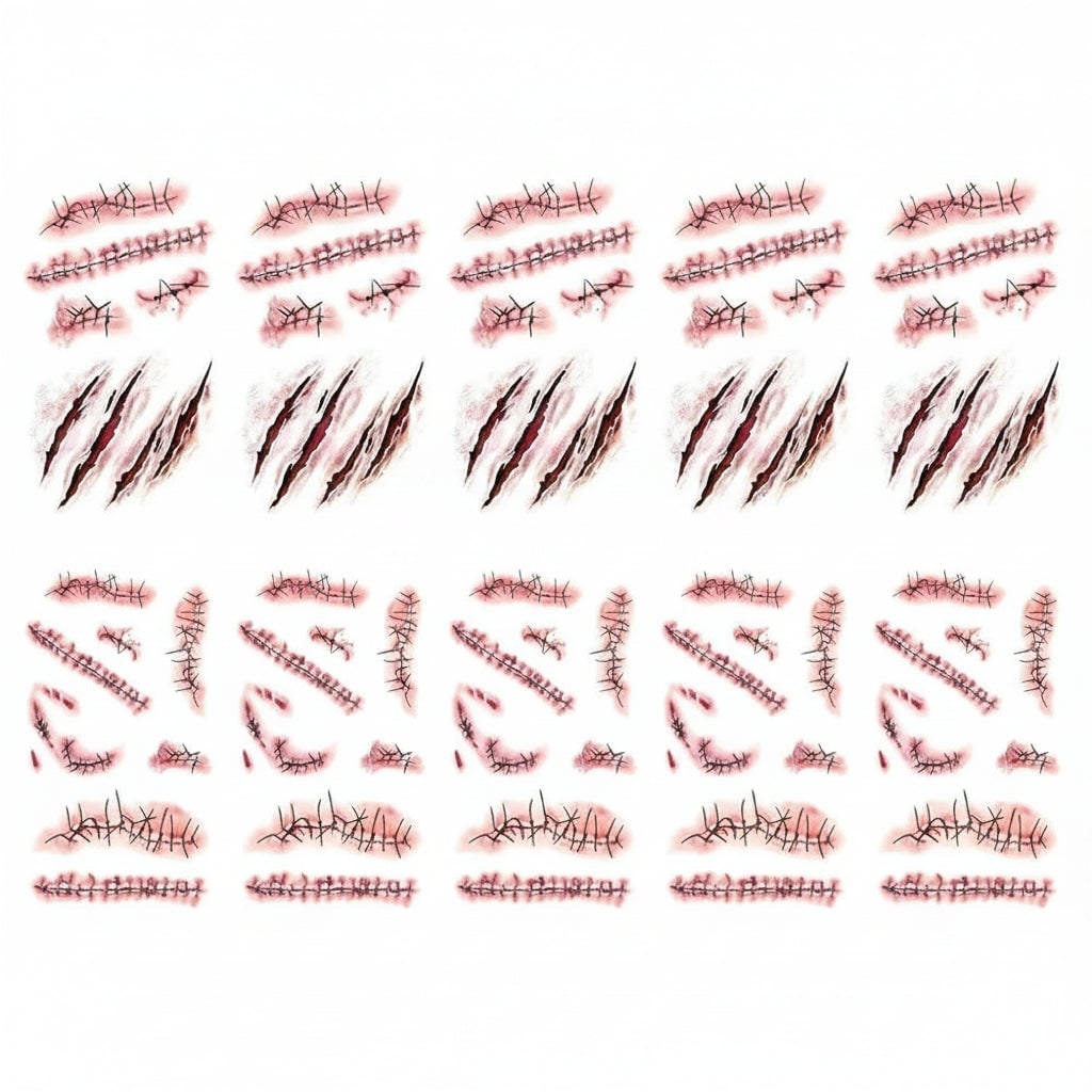 Halloween Temporary Tattoos with Realistic Wound and Scar Effects Waterproof Custom Personal Sheets
