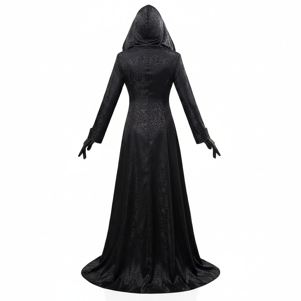 Halloween Vampire Costume Gothic Gown with Choker and Lace Details
