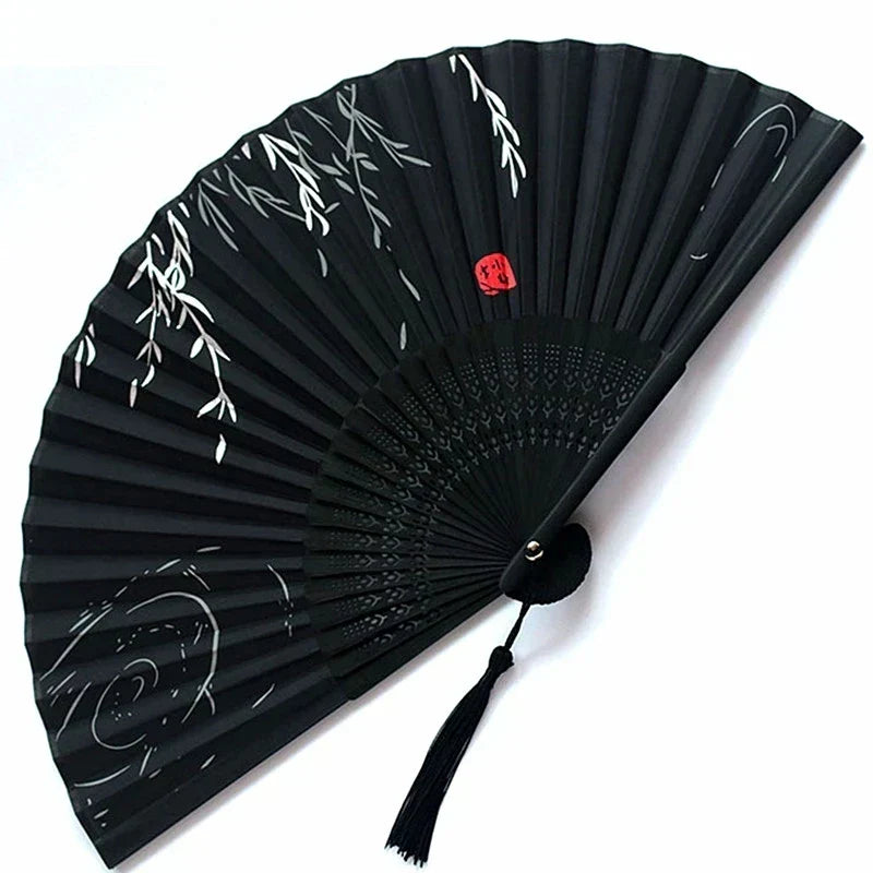 Hand Fan | Traditional Floral Design & Bamboo Ribs | 21 cm