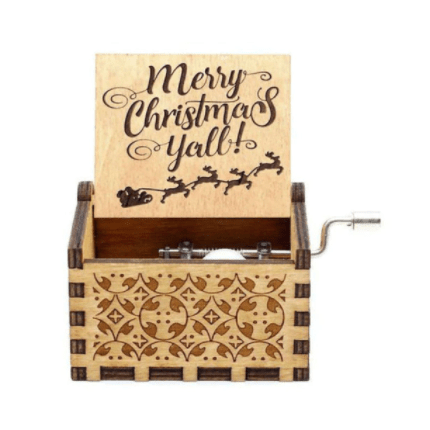 Hand-Wound Christmas Music Box — Cozy Melody, Traditional Holiday Motif