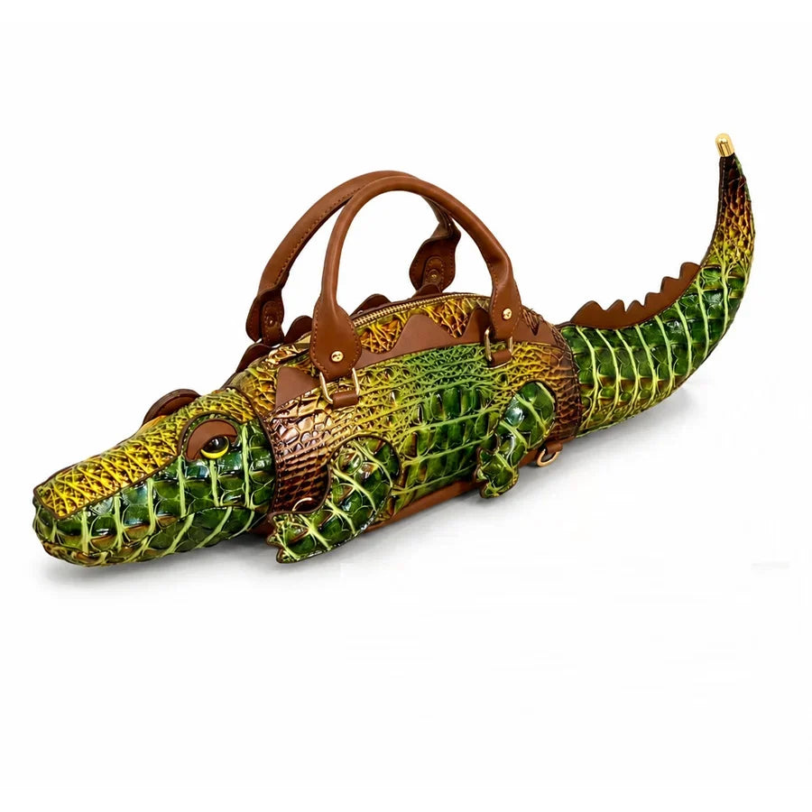 Handbag | 3D Alligator Design & Faux Leather
