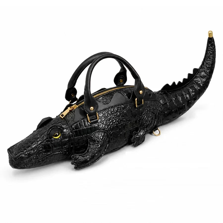 Handbag | 3D Alligator Design & Faux Leather