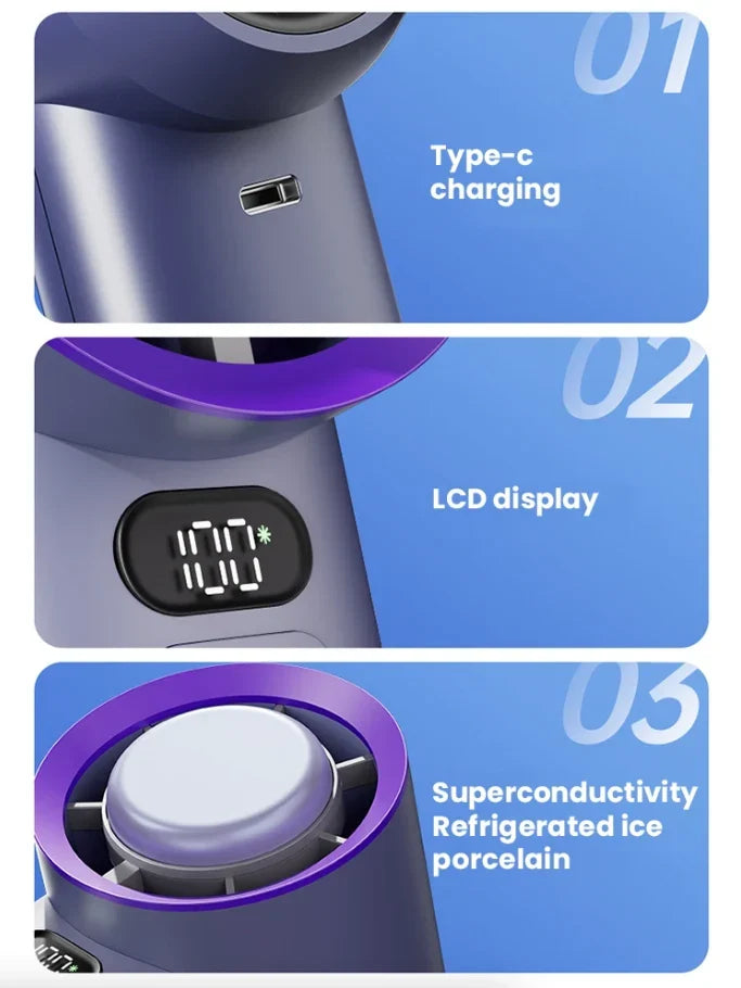 Handheld Fan | USB Rechargeable & Stepless 1-100 Speeds