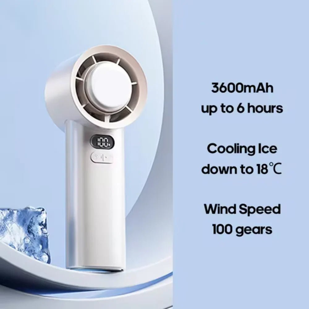 Handheld Fan | USB Rechargeable & Stepless 1-100 Speeds