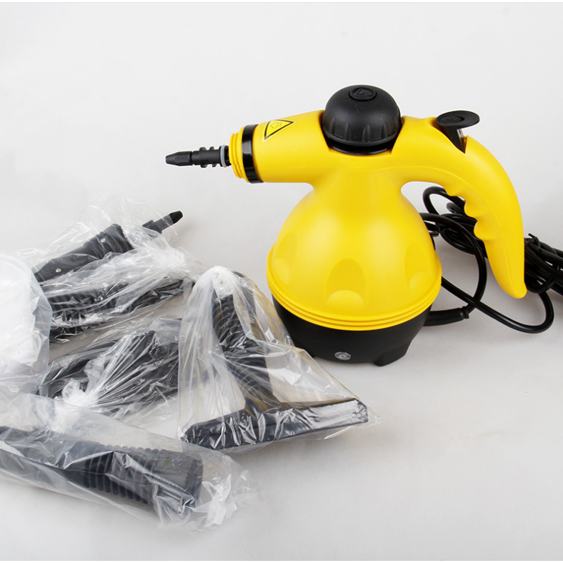 Handheld Portable Rug Steam Cleaner with Pressurized Nozzle and Multi-Surface Attachments