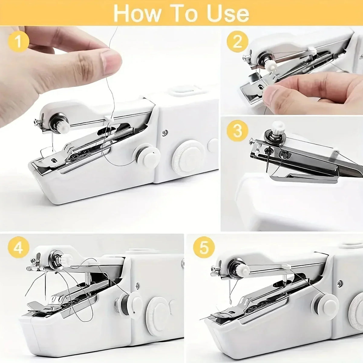 Handheld Sewing Machine | One-Hand Operation & Needle Threader | Travel Size