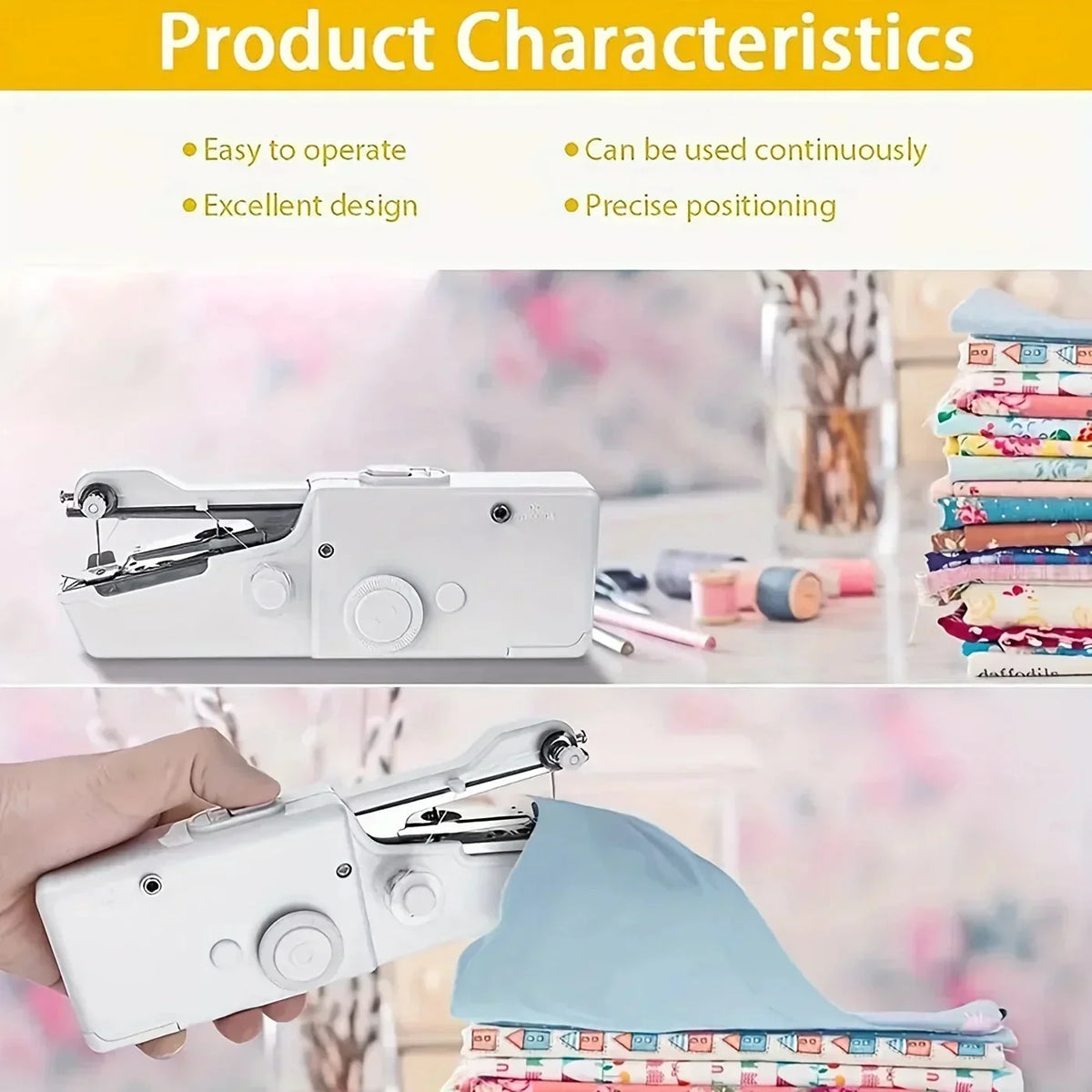 Handheld Sewing Machine | One-Hand Operation & Needle Threader | Travel Size