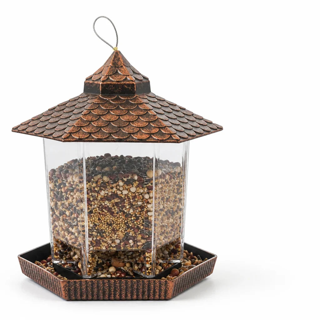 Hanging Bird Feeder | Weatherproof Roof & Transparent Body | 1.18 kg Capacity
