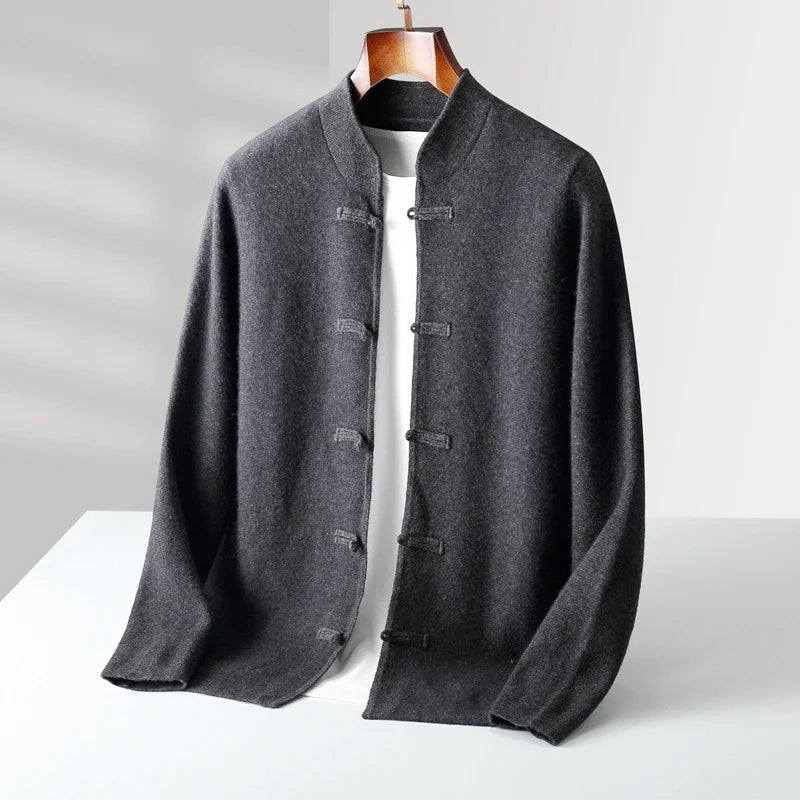 Harrison - Men's Mandarin Collar Cashmere Cardigan