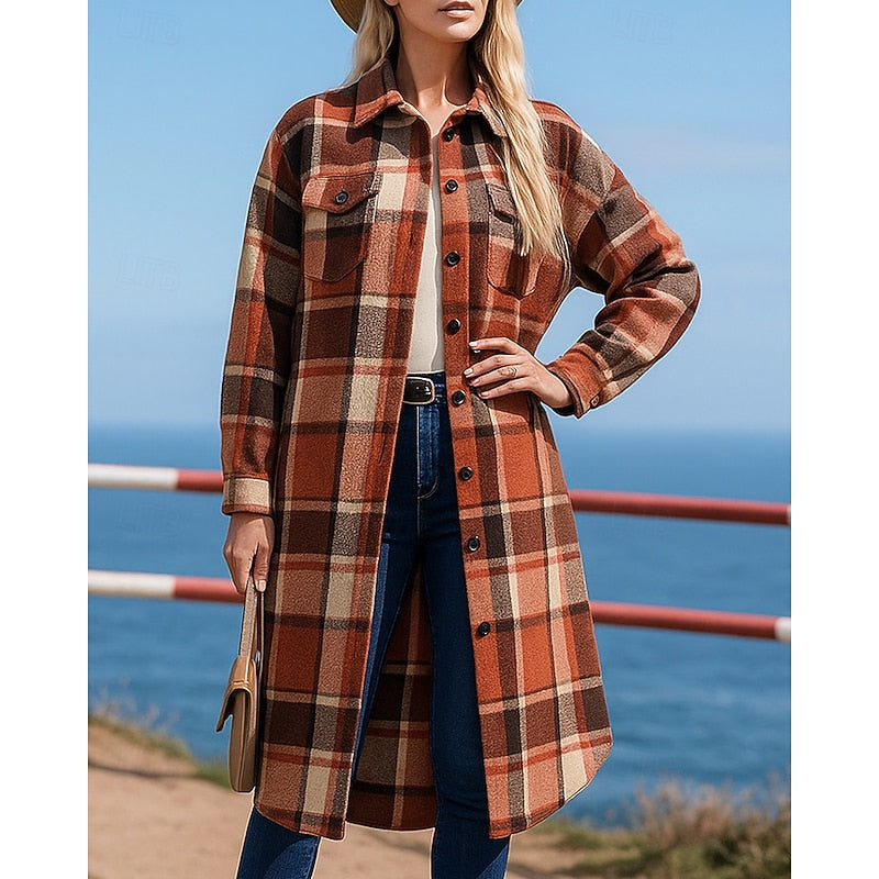 Linnea | Plaid Longline Checked Winter Coat