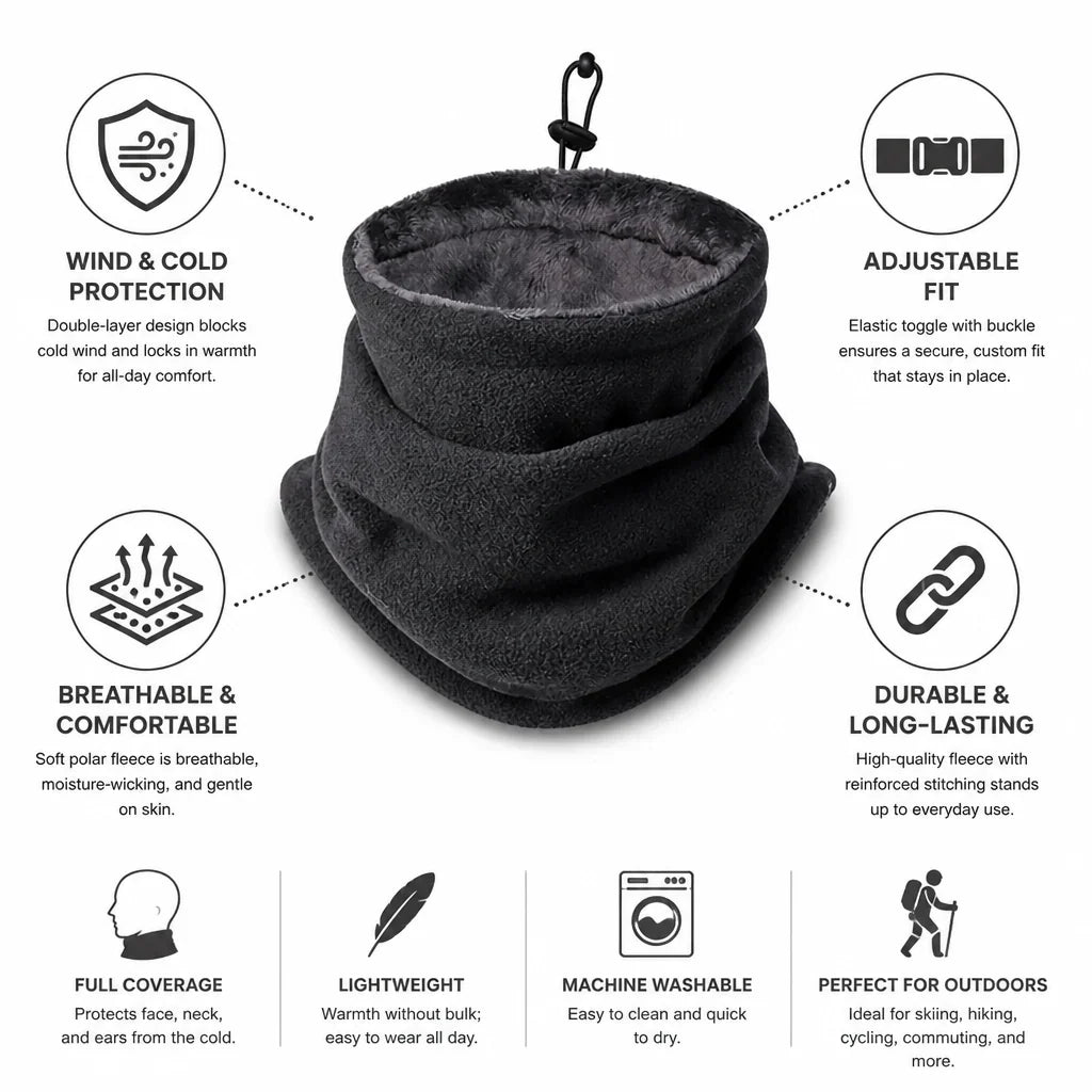 Head & Neck Warmer | Windproof & Fleece-Lined | Adjustable Back Buckle