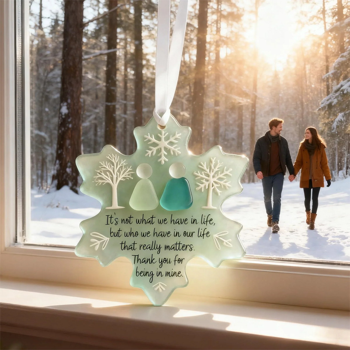 Heart Ornament | Handmade Real Sea Glass & Acrylic Backing