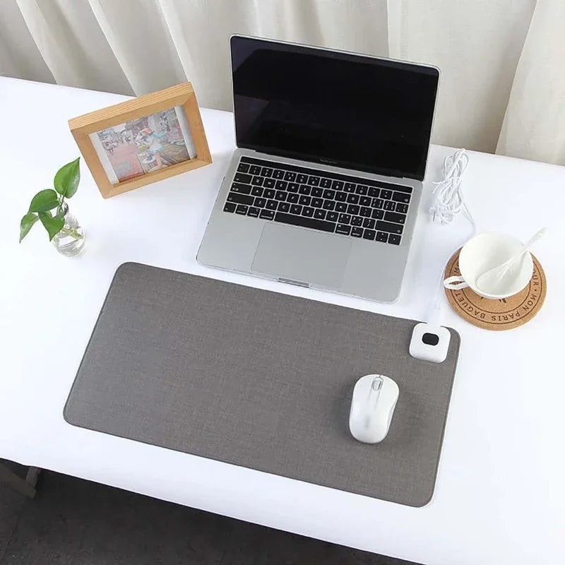 Heated Desk Pad with Leather Surface Temperature Control and Reinforced Edges Felt
