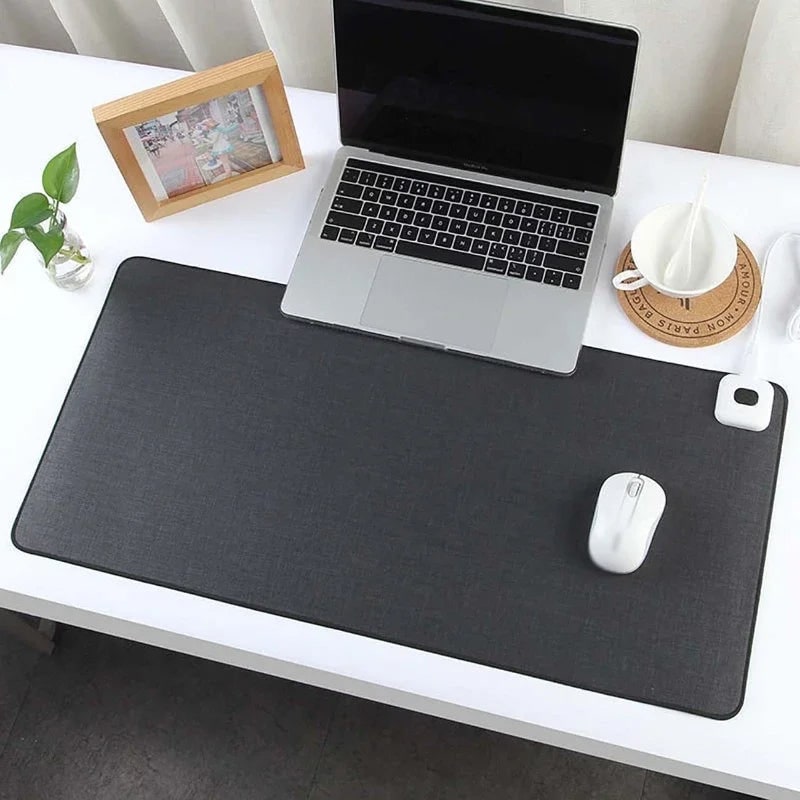 Heated Desk Pad with Leather Surface Temperature Control and Reinforced Edges Felt