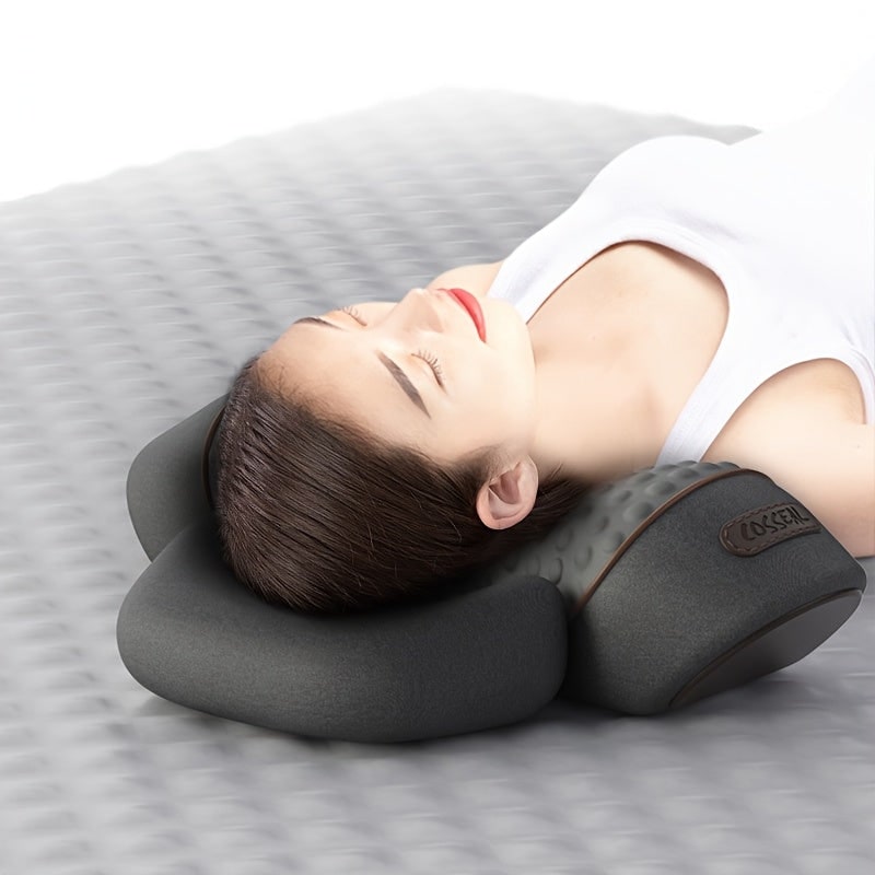 Heated Neck Pillow Stretcher and Roll with Massage Support and Cervical Traction Relief