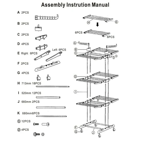 Heavy-Duty Folding Rolling Clothes Rack