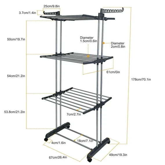 Heavy-Duty Folding Rolling Clothes Rack