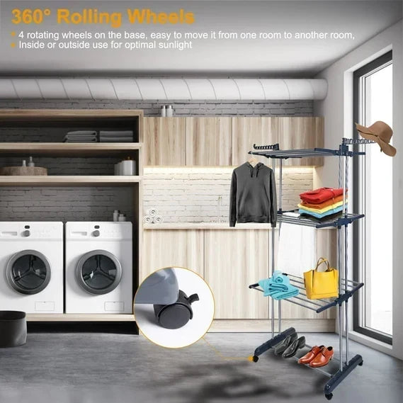 Heavy-Duty Folding Rolling Clothes Rack