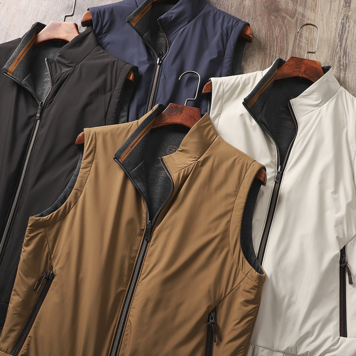 Silas | Men's Reversible Puffer Vest Stand Collar Zip Up