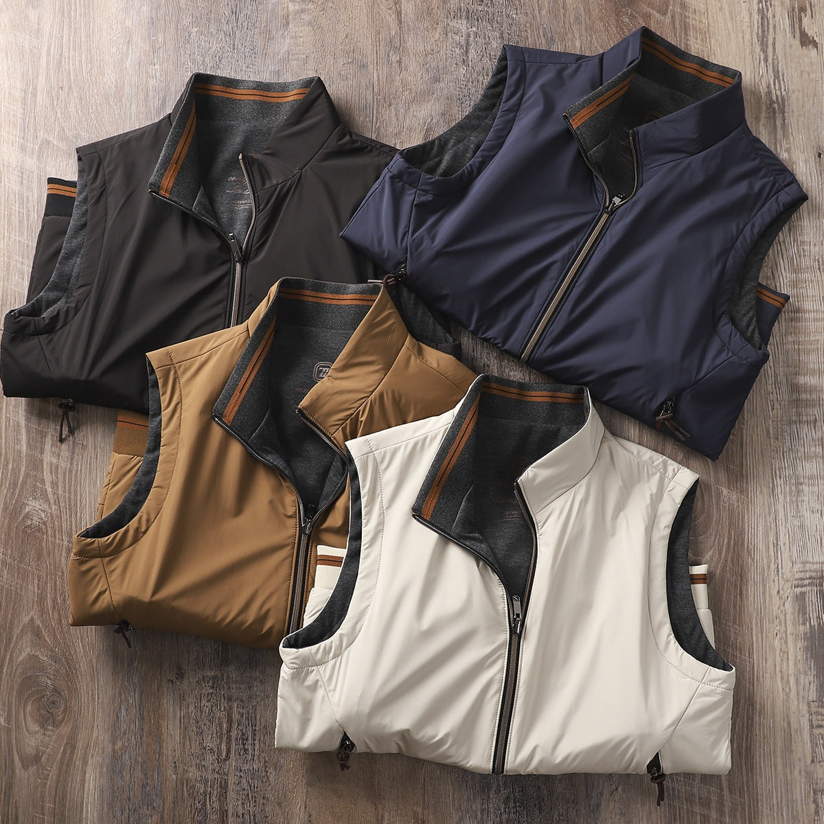Silas | Men's Reversible Puffer Vest Stand Collar Zip Up