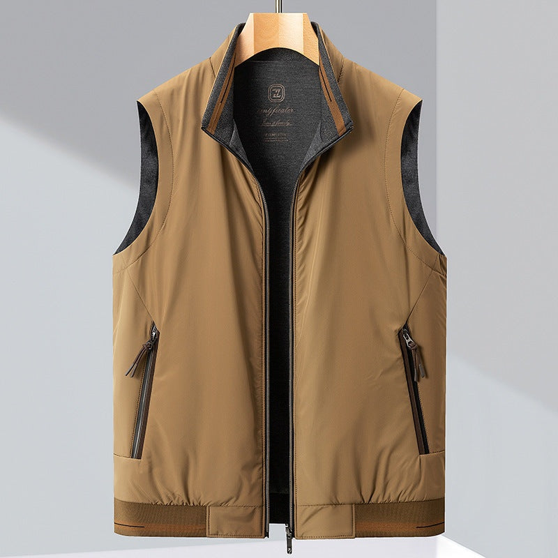 Silas | Men's Reversible Puffer Vest Stand Collar Zip Up
