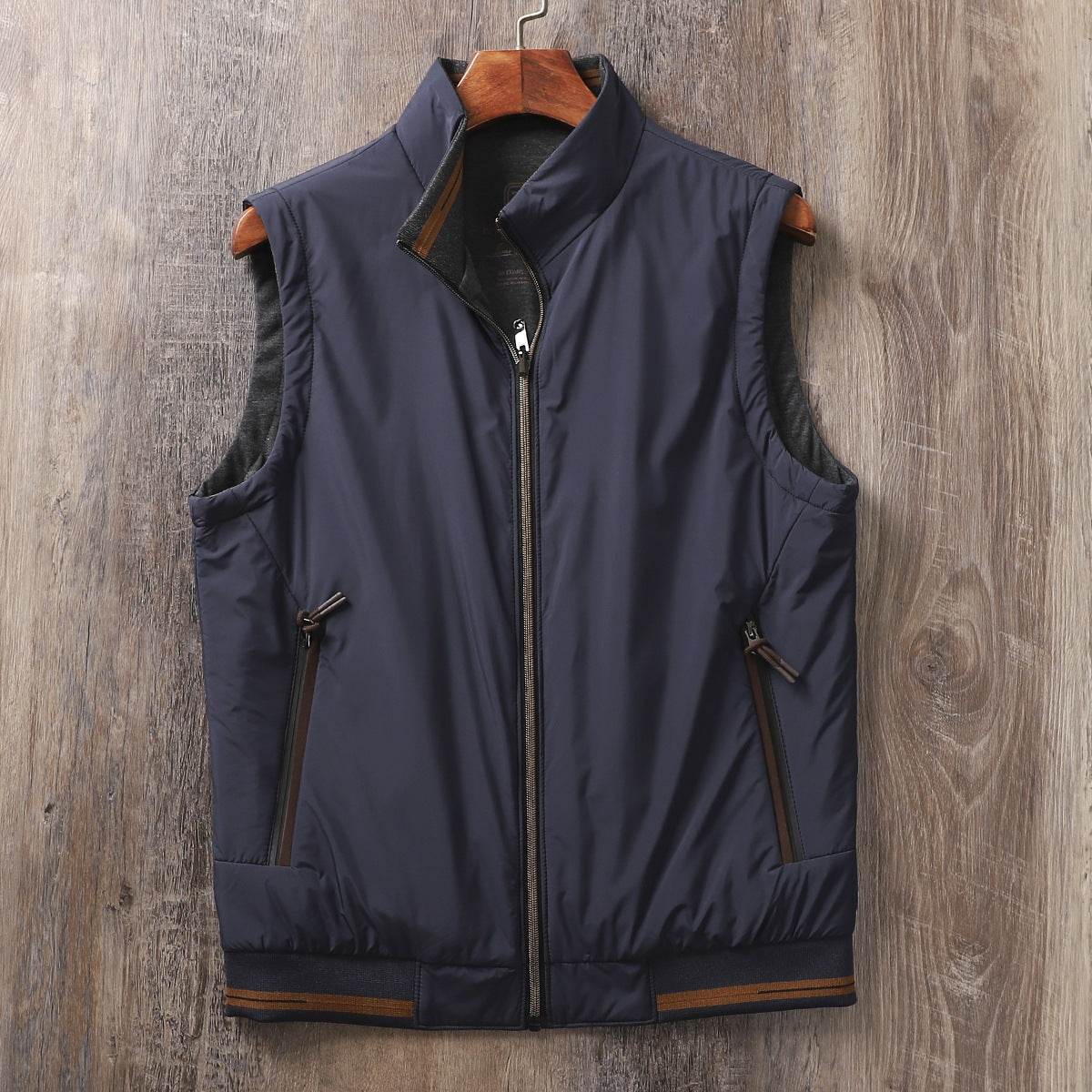 Silas | Men's Reversible Puffer Vest Stand Collar Zip Up
