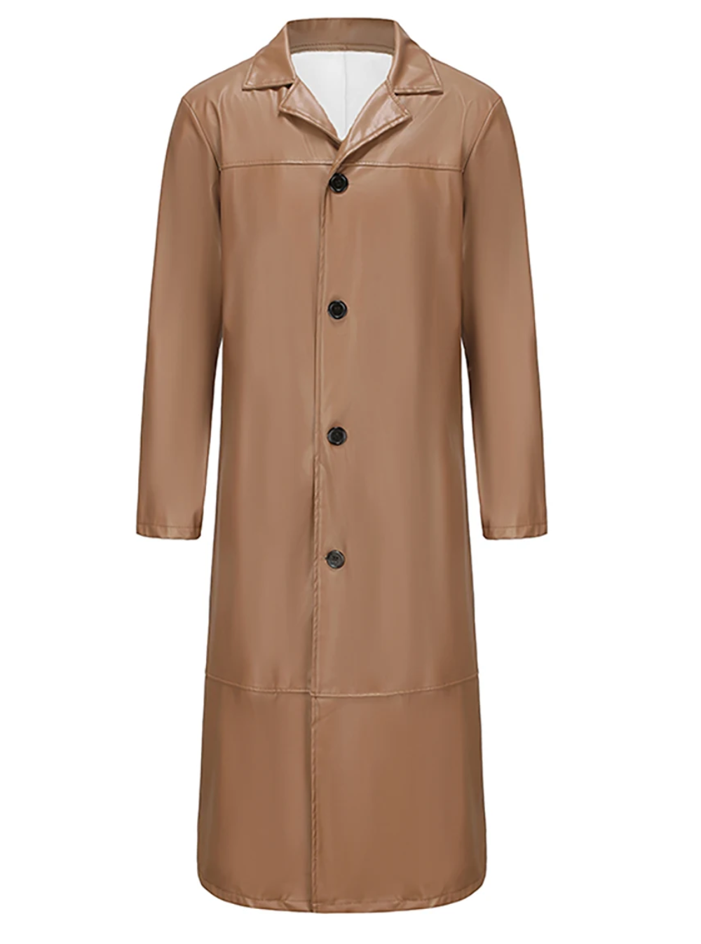 Ian | Men's Long Leather Trench Coat Lapel Collar