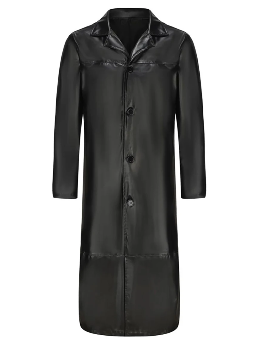 Ian | Men's Long Leather Trench Coat Lapel Collar
