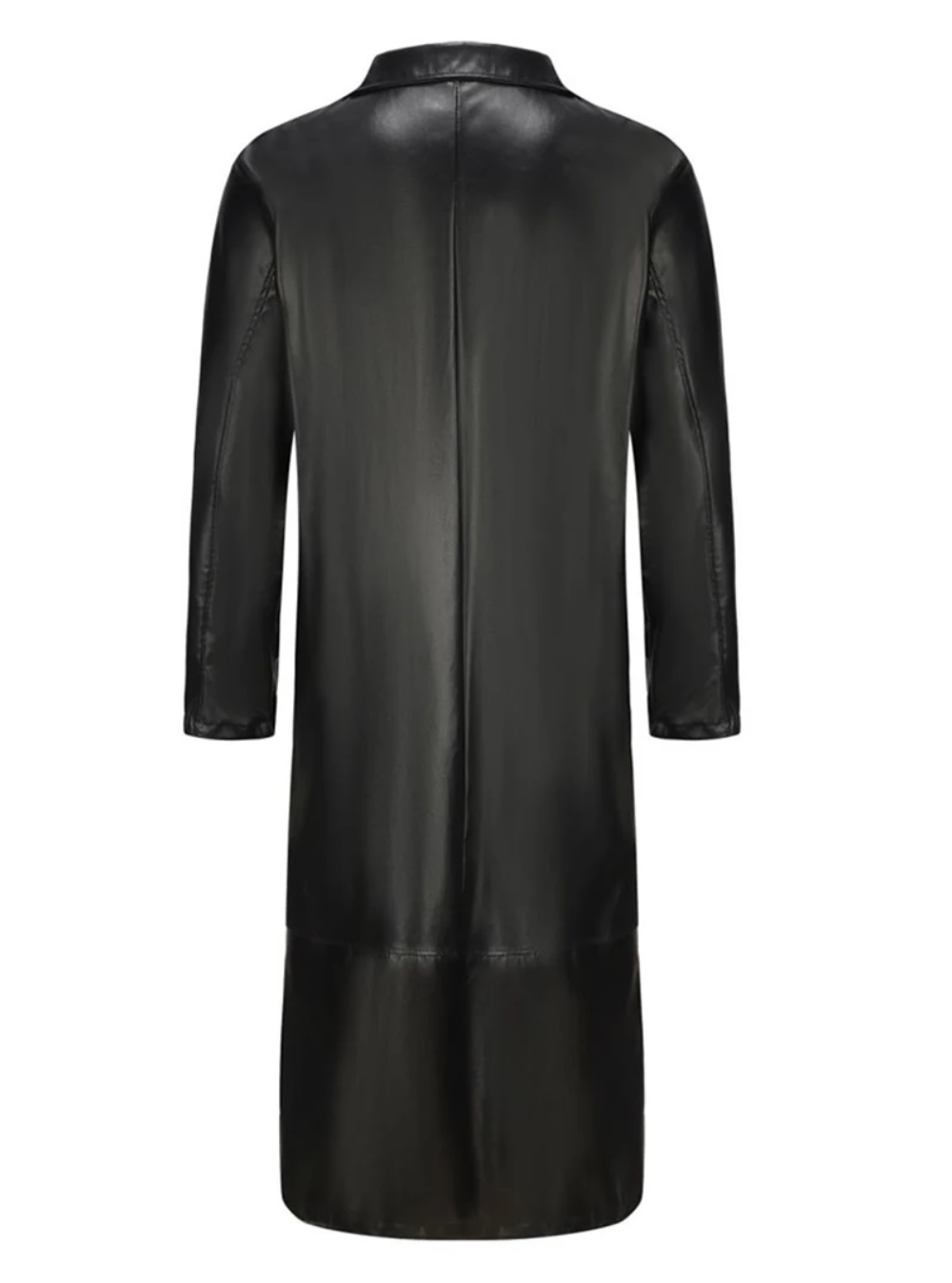 Ian | Men's Long Leather Trench Coat Lapel Collar