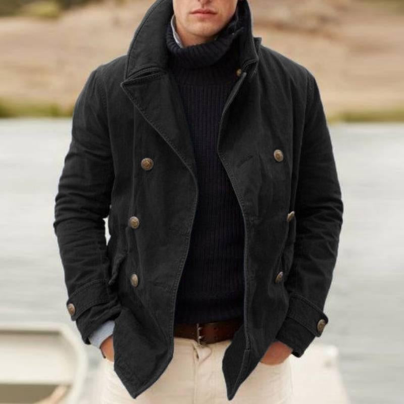 Garrett | Men's Cotton Blend Peacoat Double Breasted Stand Collar