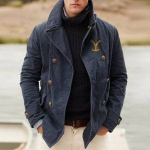 Garrett | Men's Cotton Blend Peacoat Double Breasted Stand Collar