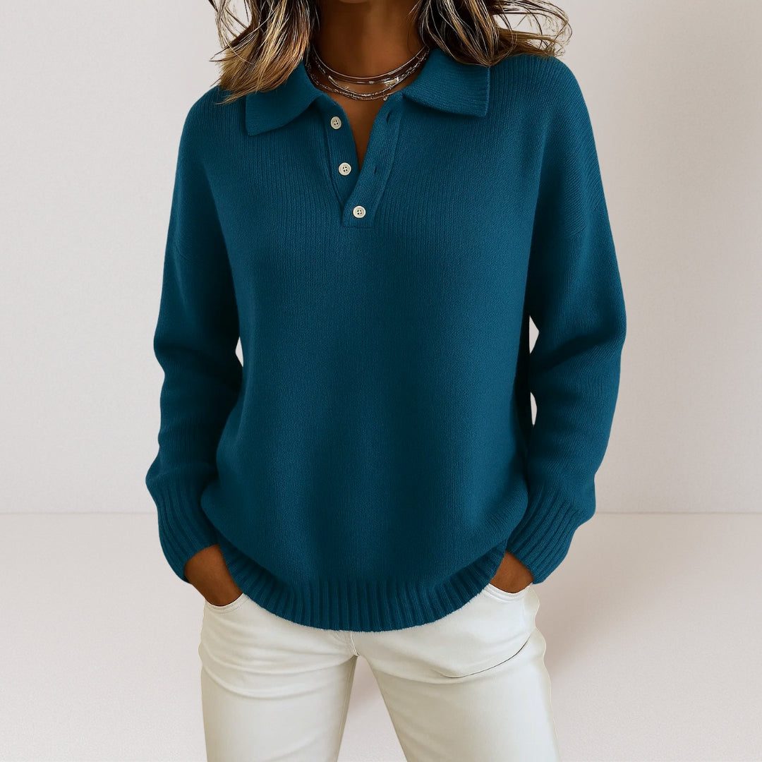 Hector | Women's Ribbed Knit Sweater with Polo Collar