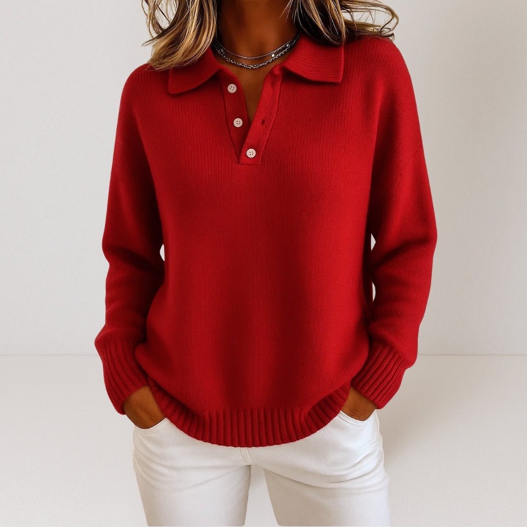 Hector | Women's Ribbed Knit Sweater with Polo Collar