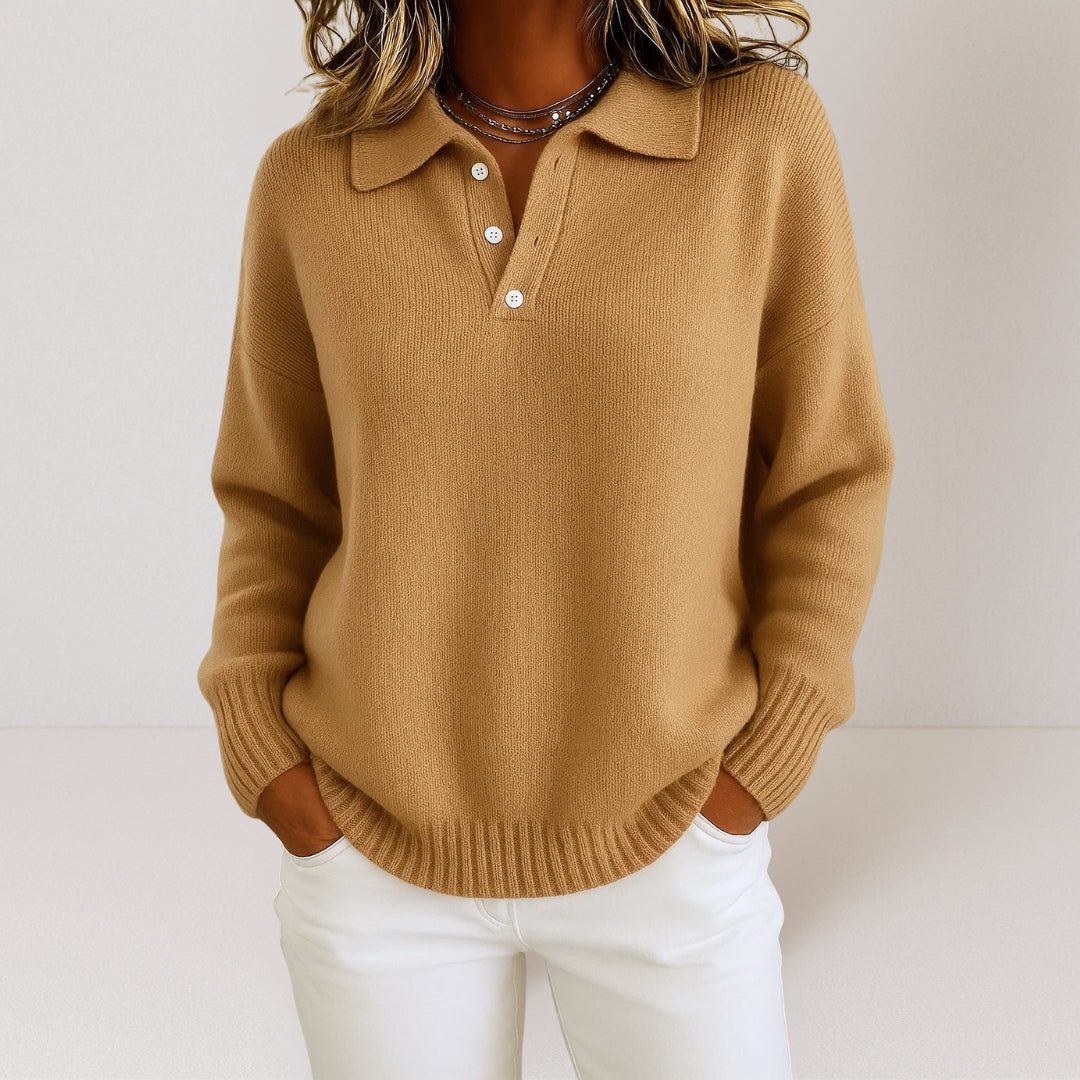 Hector | Women's Ribbed Knit Sweater with Polo Collar