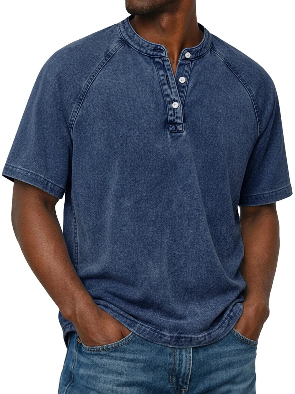 Henley Button-Down Short Sleeve Shirt for Men