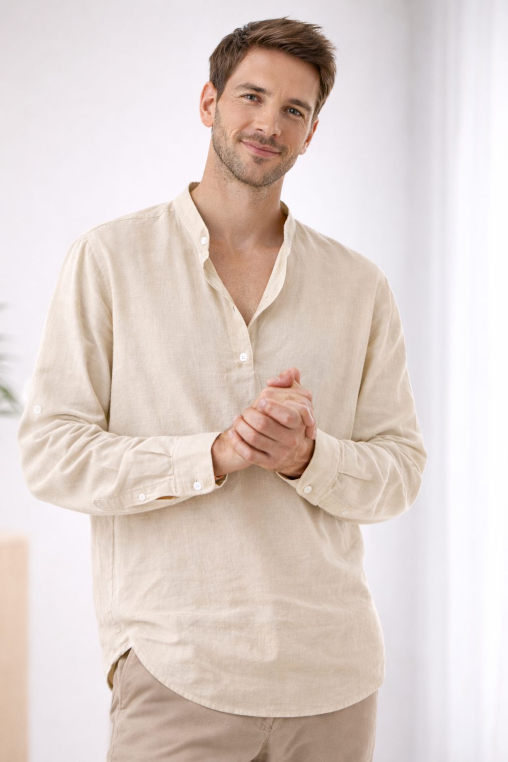 Henley Long Sleeve Shirt for Men