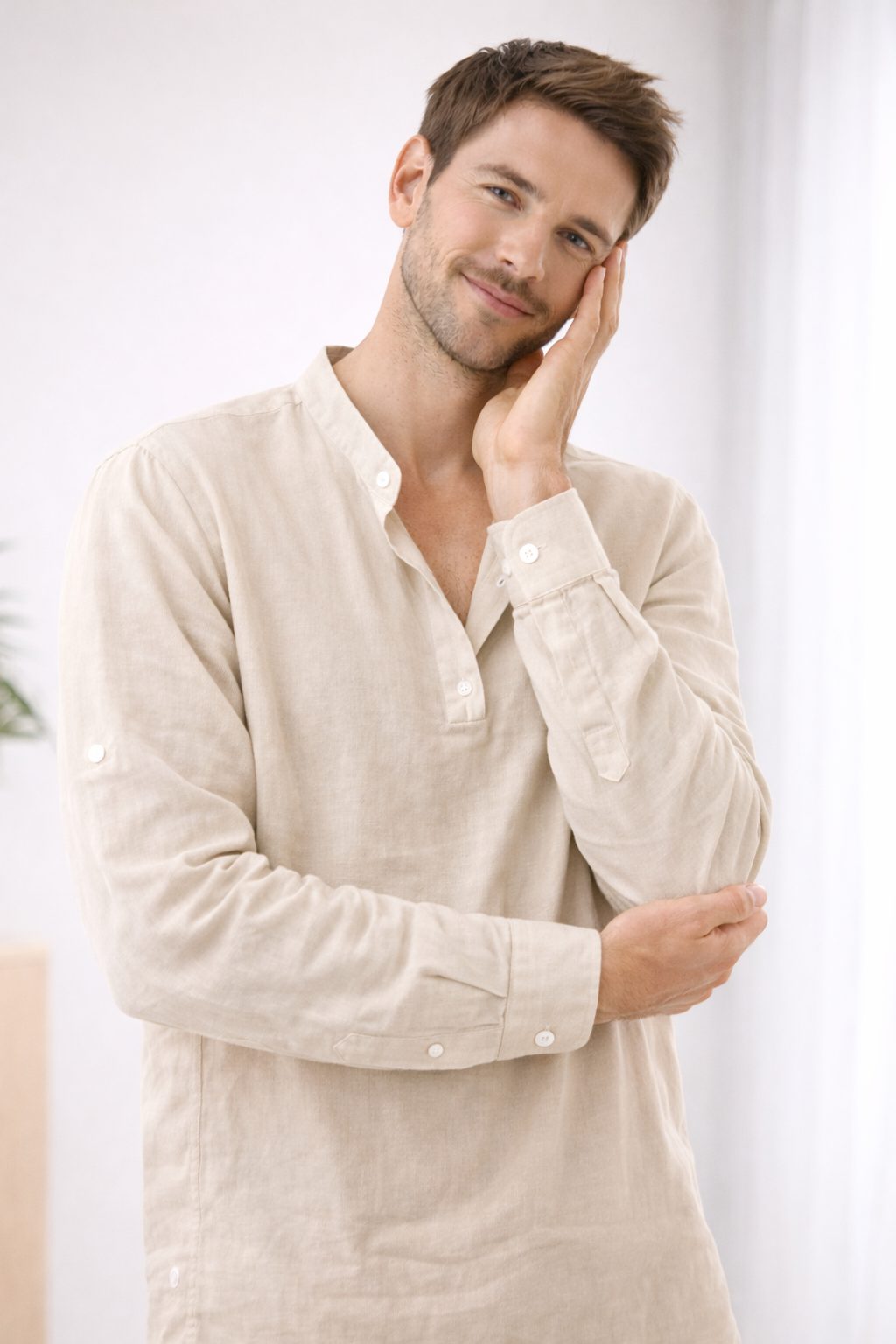 Henley Long Sleeve Shirt for Men