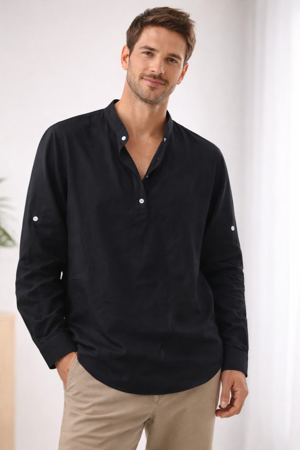 Henley Long Sleeve Shirt for Men