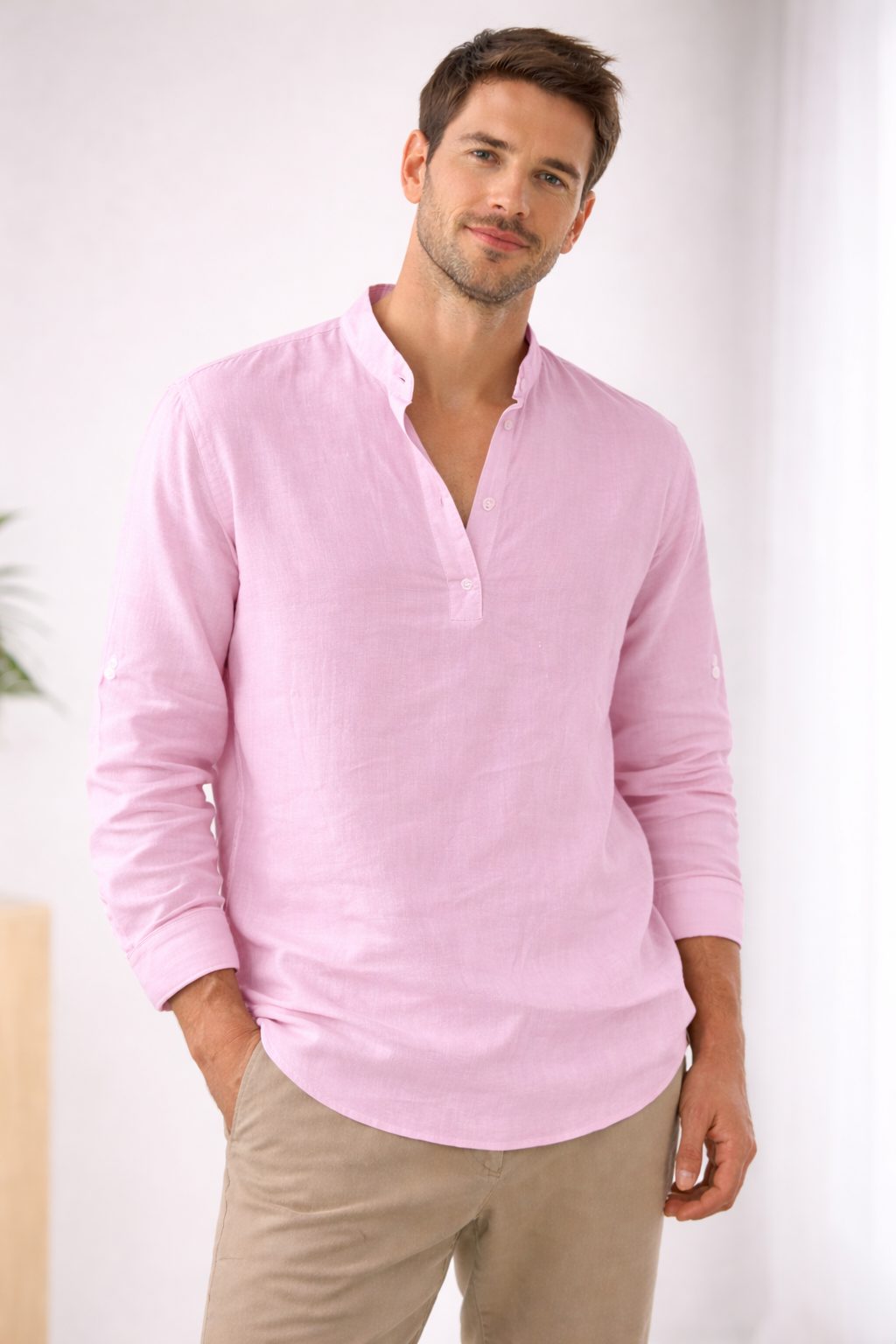 Henley Long Sleeve Shirt for Men