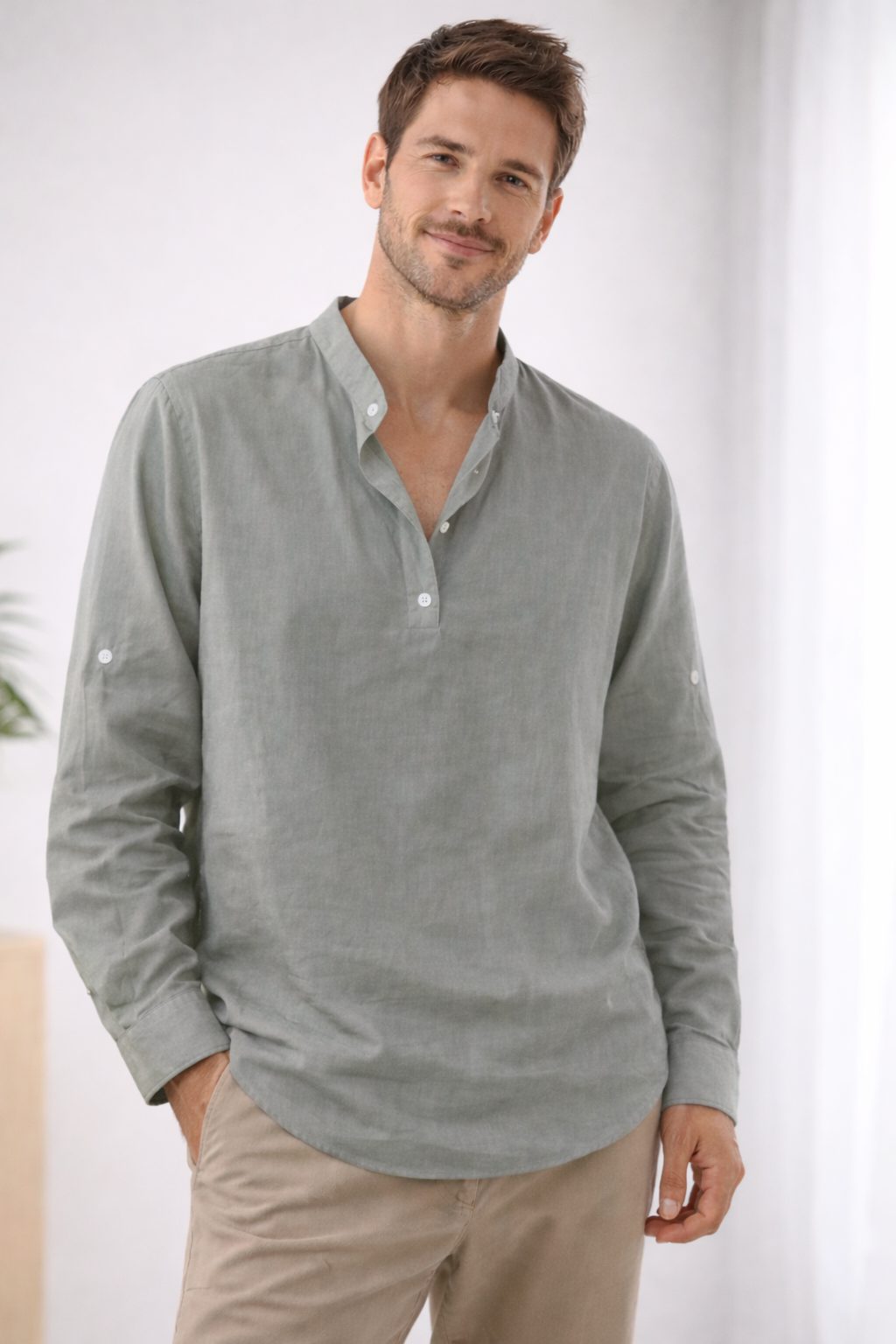 Henley Long Sleeve Shirt for Men