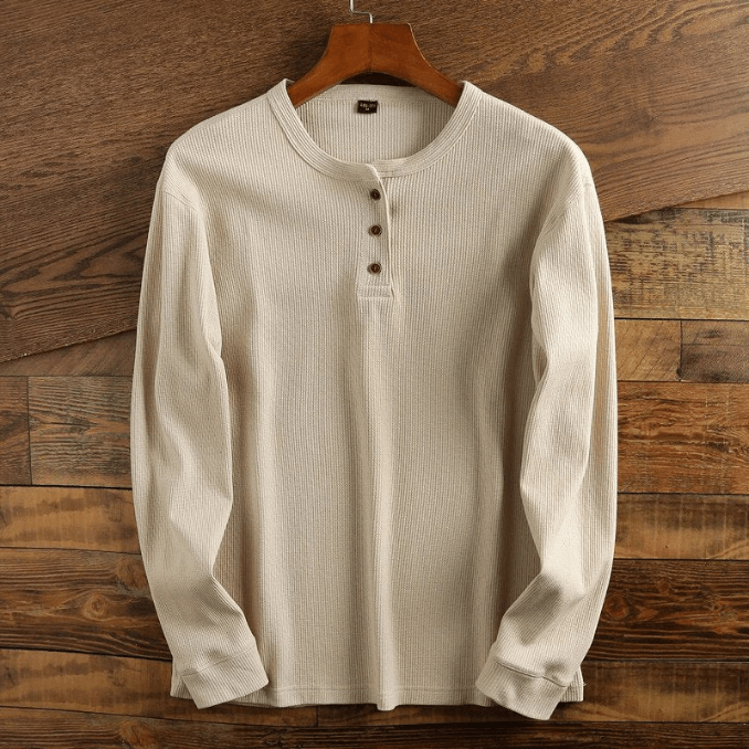 Men's Waffle Knit Long Sleeve Henley Shirt | Hayes