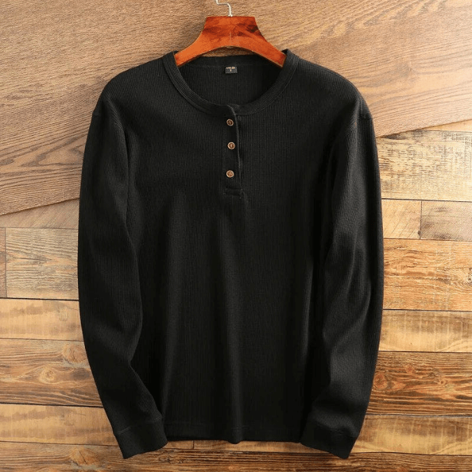 Men's Waffle Knit Long Sleeve Henley Shirt | Hayes