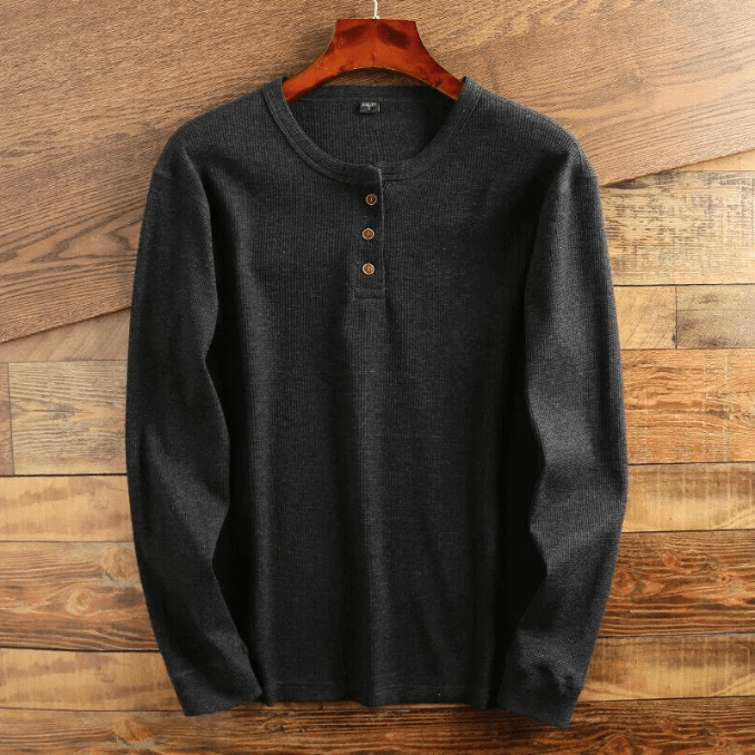 Men's Waffle Knit Long Sleeve Henley Shirt | Hayes