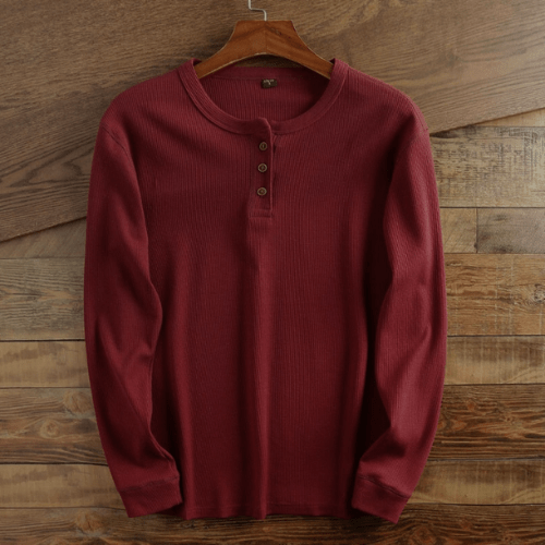 Men's Waffle Knit Long Sleeve Henley Shirt | Hayes