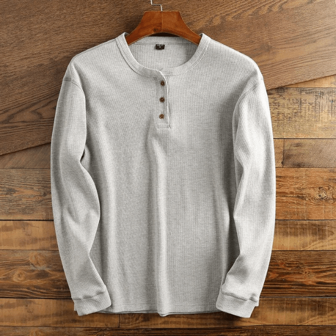Men's Waffle Knit Long Sleeve Henley Shirt | Hayes